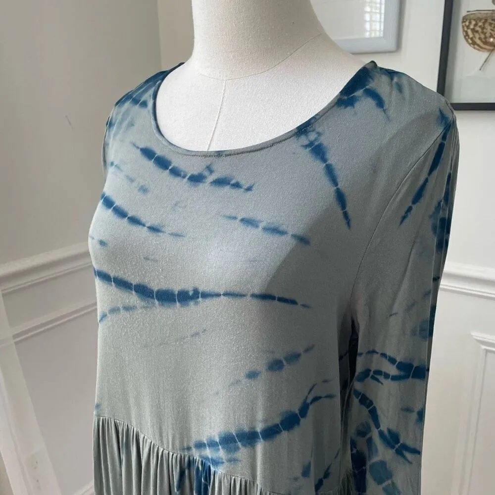 Anthropologie DolanTie Dye Eliska Maxi Dress Sage Moss Green Indigo Blue S - Image 5