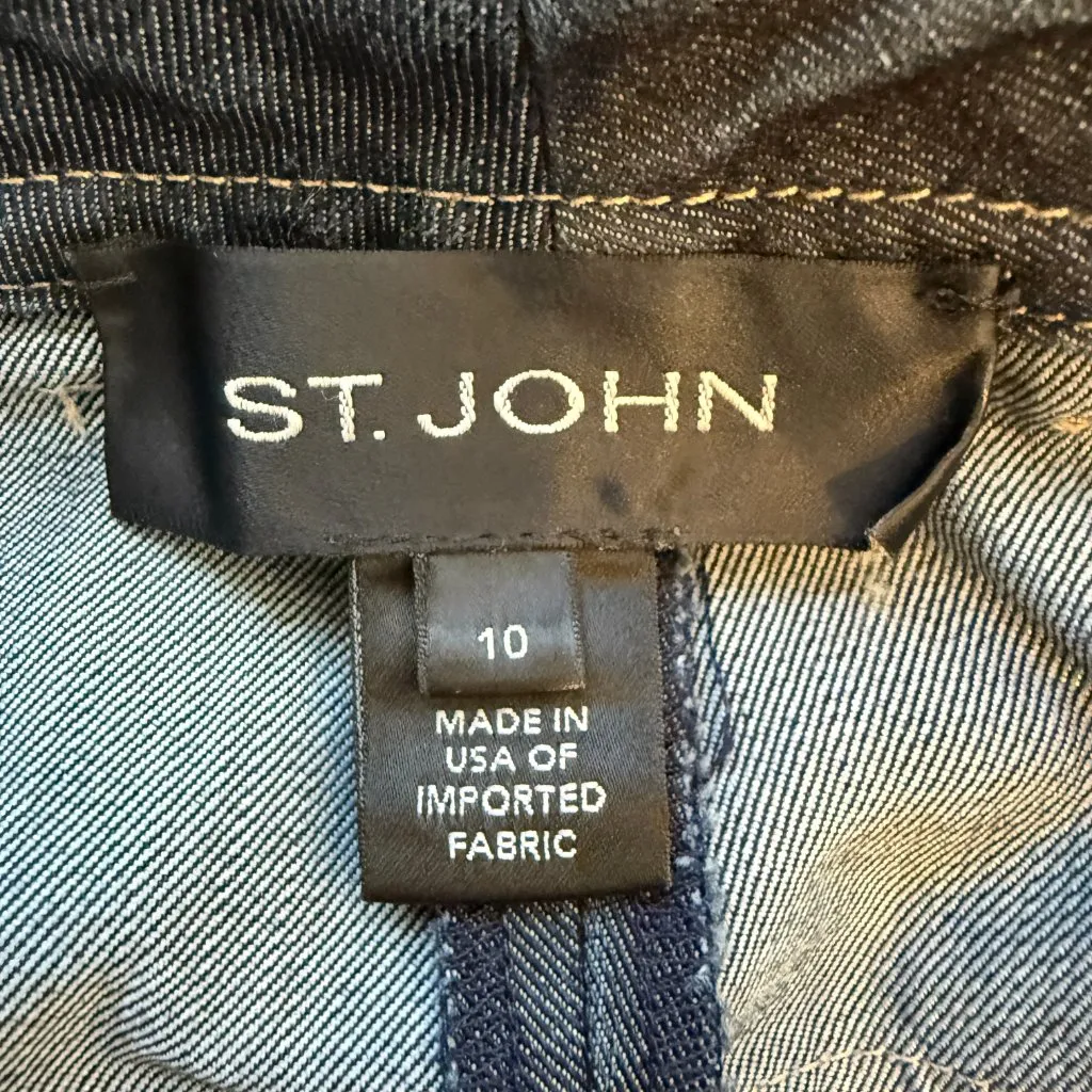 St. John Denim Jean Capris Women's 10 Blue Cuffed Stretchy Designer Classic Chic - Image 10