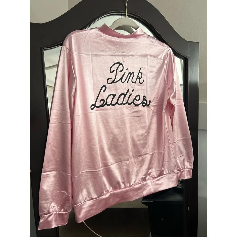 NEW 1950s Pink Ladies Satin Jacket Cosplay Costume M Size M - Image 2