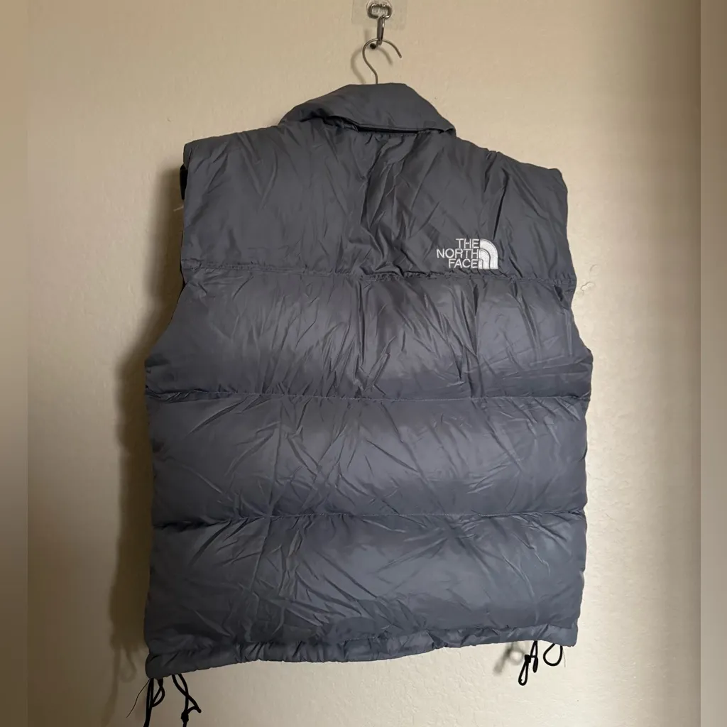 Y2K The North Face Nuptse Retro Goose Down Puffer Vest Women's Small Silver grey - Image 4