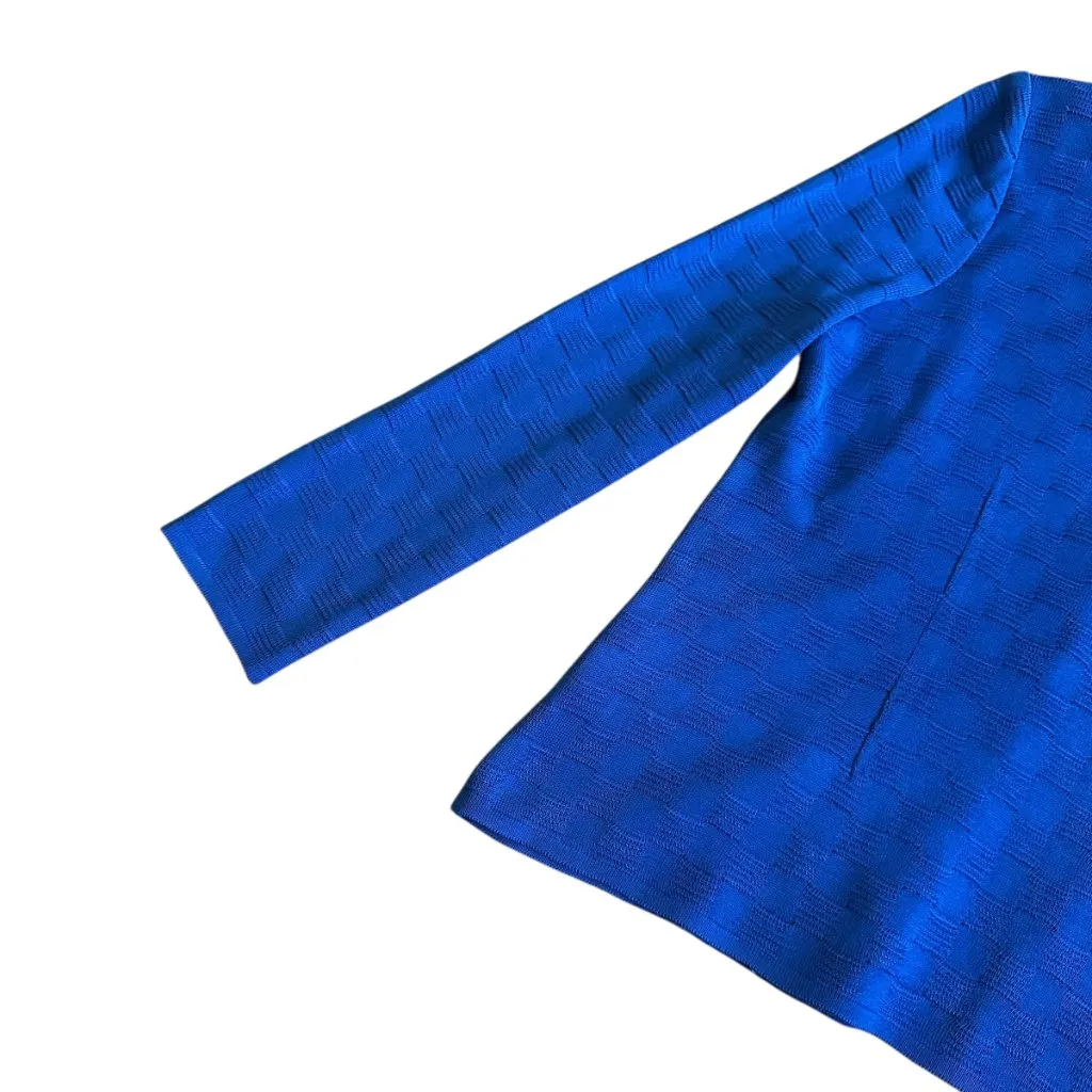 Misook Blue Textured Open-Front Cardigan Sweater Jacket Stretch Petite Medium - Image 8