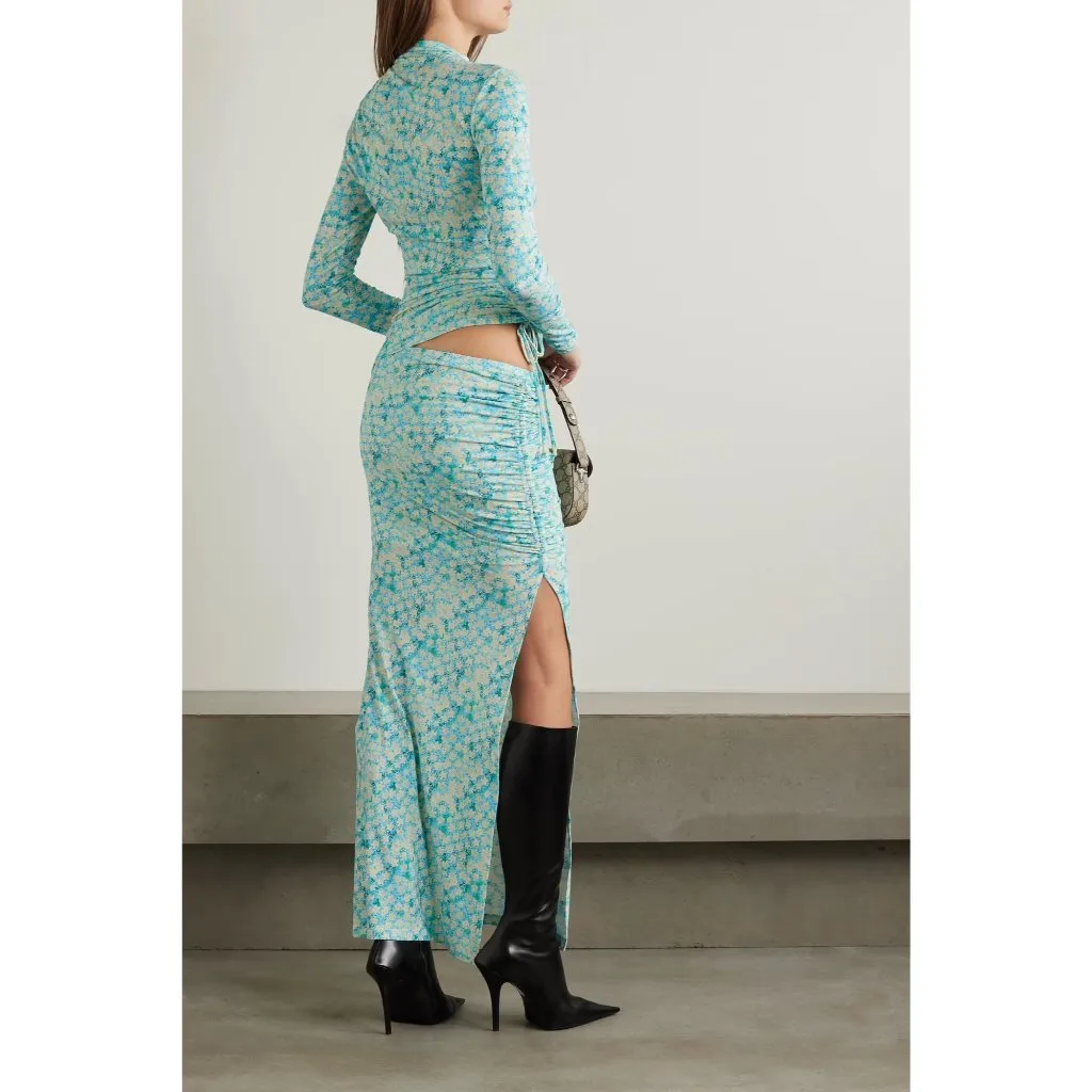 SIEDRES Arni Long Dress in Multi 38 New Womens Cut Out Maxi Jersey Gown Blue Size undefined - Image 12