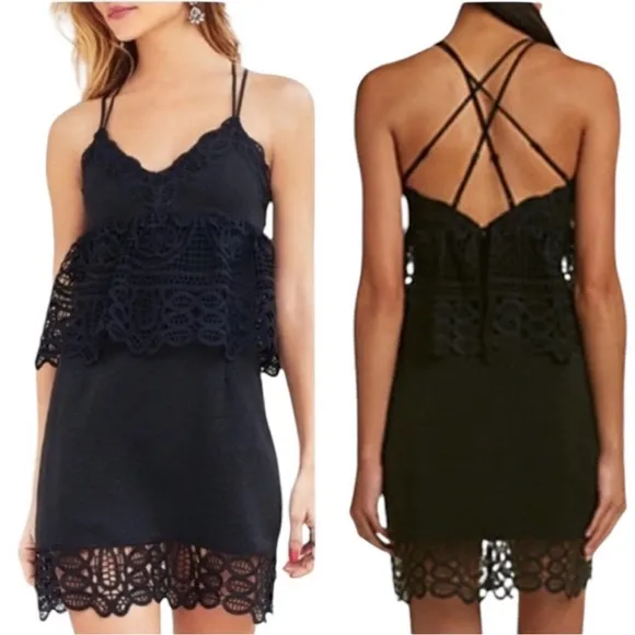 Gianni Bini Monica Lace Peplum Dress Black Size 10 EUC - Image 2