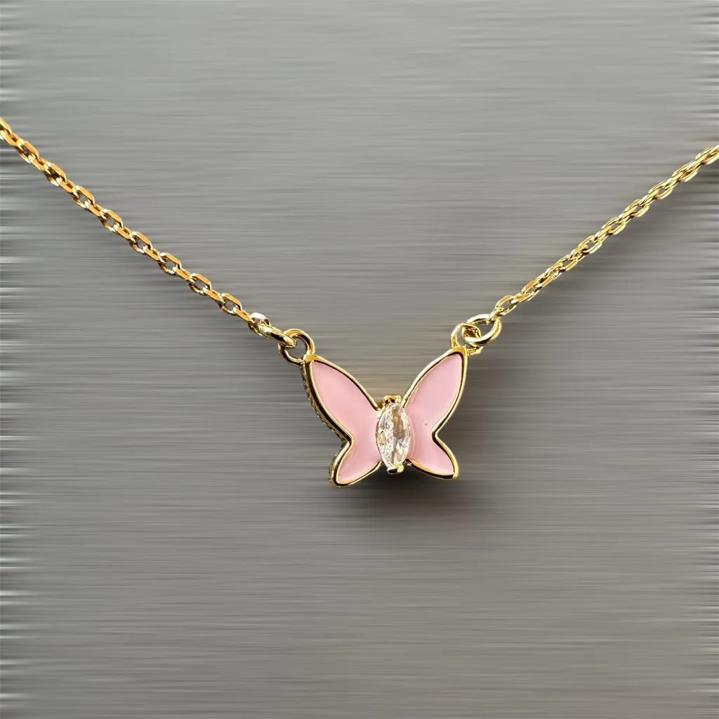New Kate Spade New York Social Butterfly Pendant; Gold/Pink. New with Tag - Image 3