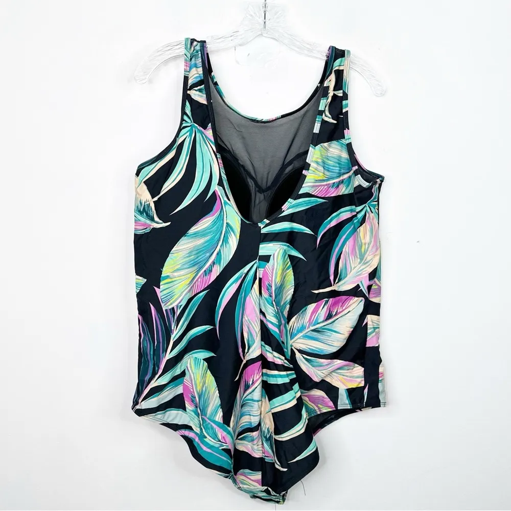 TORRID | Wireless Mesh High Neck Tropical Print One Piece Swimsuit Sz. 3 or a 3X - Image 4