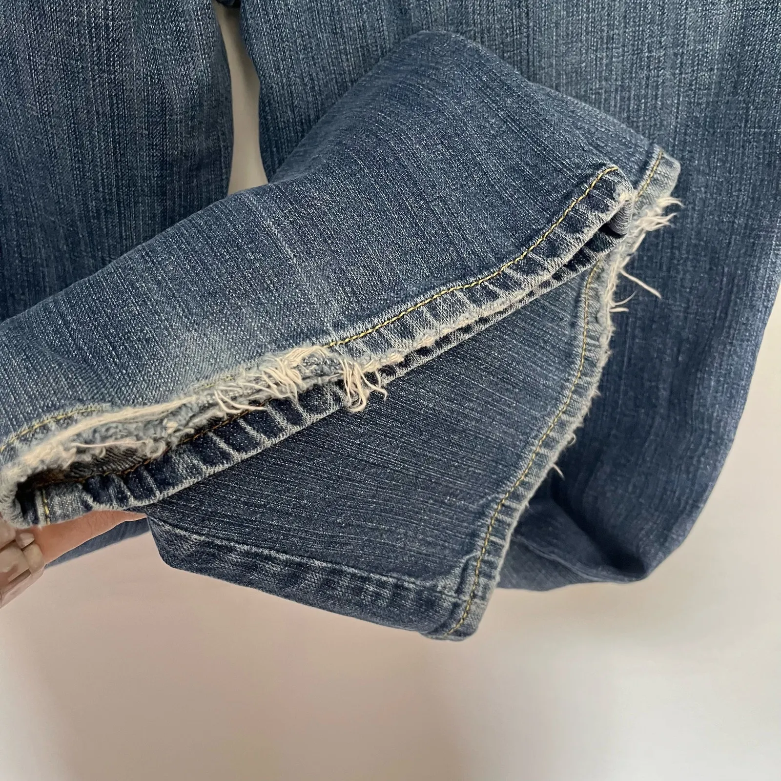 Y2K X2 Denim Laboratory Flare Womens Jeans Sz 8 Long Grunge Lowrise Retro Vtg Blue - Image 9