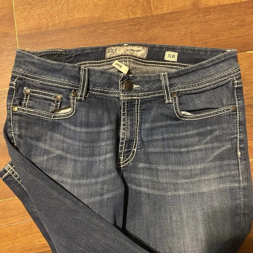 Y2K vintaage grunge Buckle Bke Harper bootcut sz 31R blue jeans 34x30.5” - Image 3