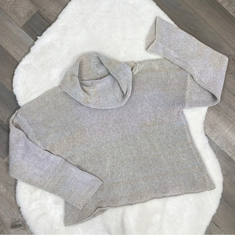 Debby Mitchell Cowlneck Crop Sweater Gray Tan Small Gray - Image 12
