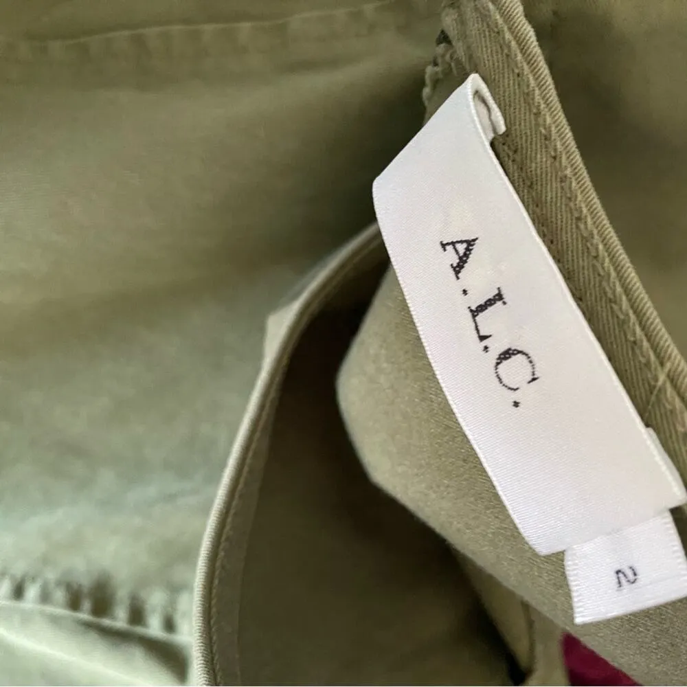 A.L.C. Valera Lace Up Sides Olive Green Sage Mini Dress size 2 - Image 8