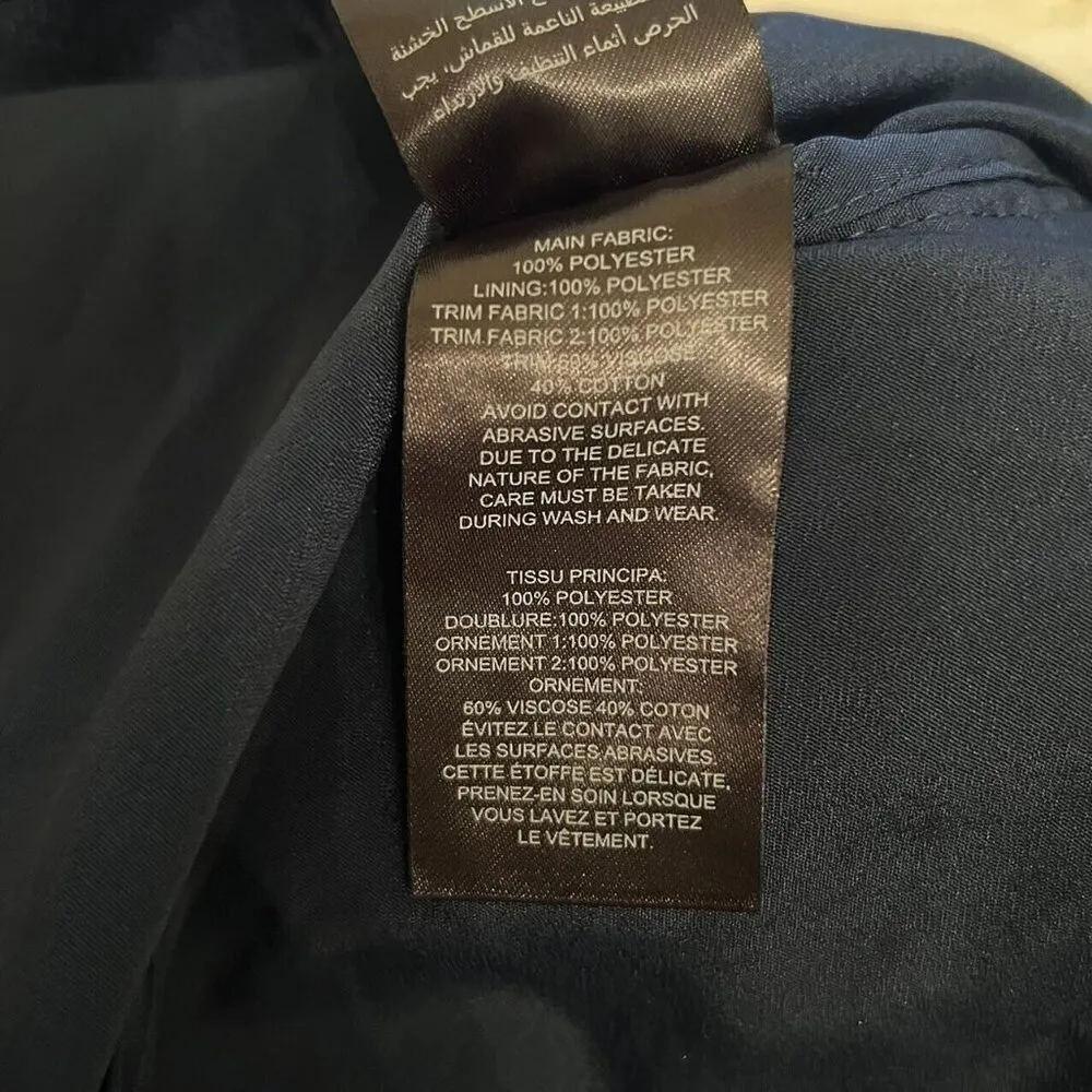 NWT Self Portrait Navy 3D Cold Shoulder Floral Guipure LACE Mini Dress Sz 8 - Image 7