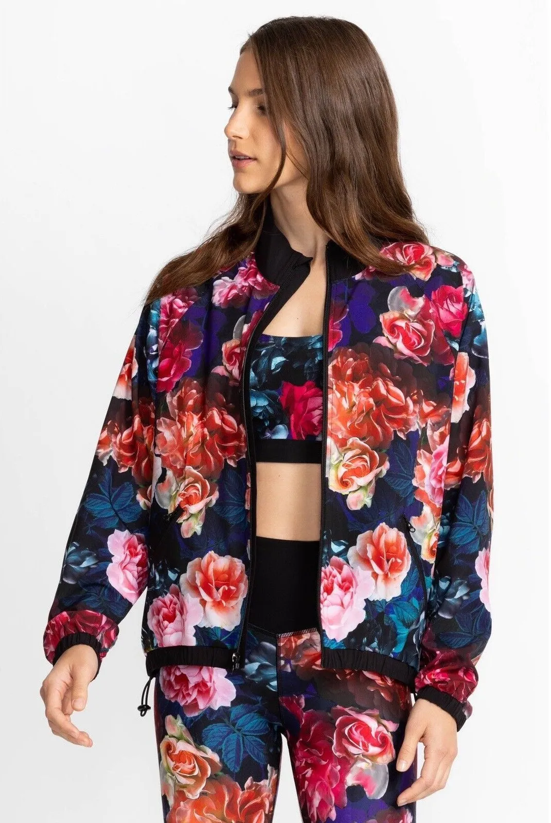 JOHNNY WAS ACTIVE STUDIO FULL ZIP JACKET Size XS But Oversized NWOT Floral $318 - Image 1