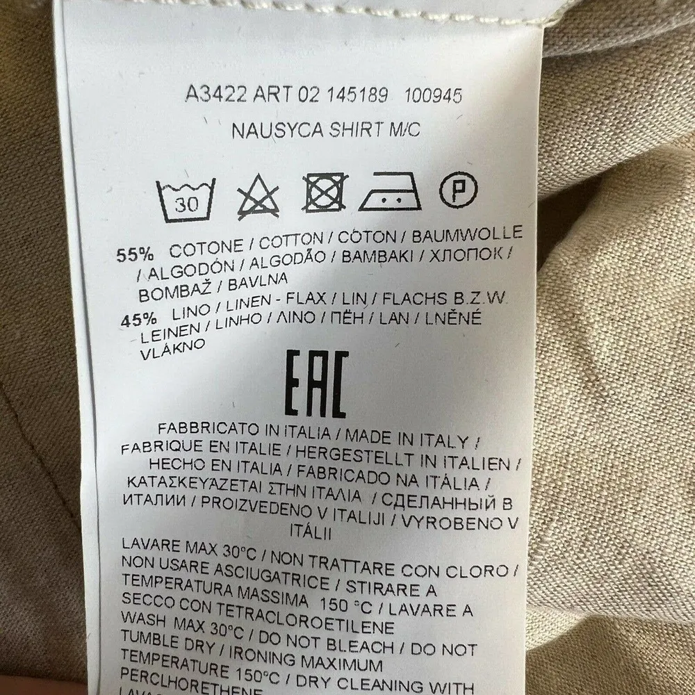 GAS Jeans Linen Blend Nausyca Button Front Shirt Size Small New - Image 5