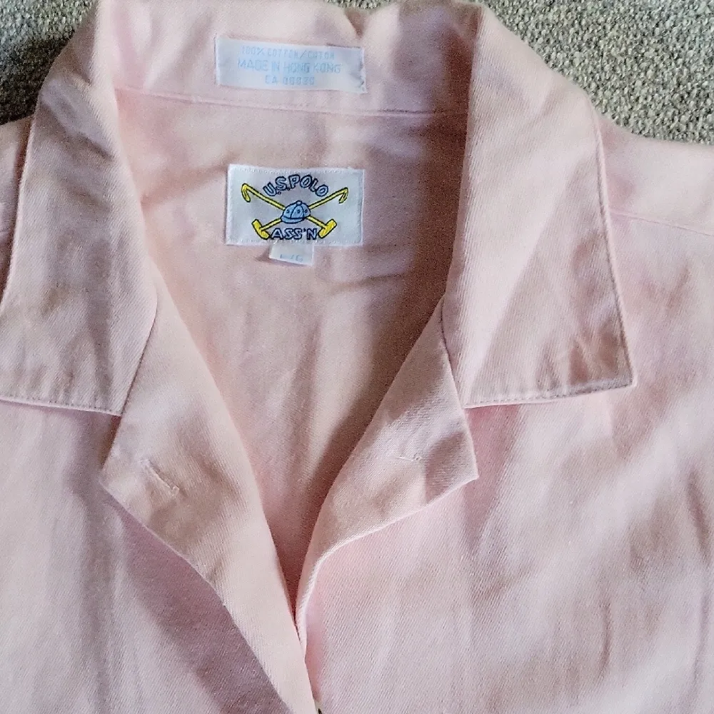 U.S. Polo Assn.Vintage  Women's Shirt Long Sleeve Pink 100% Cotton Size L - Image 9