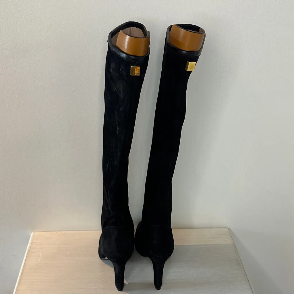 Stuart Weitzman Black Knee-High Suede Boots - Image 3