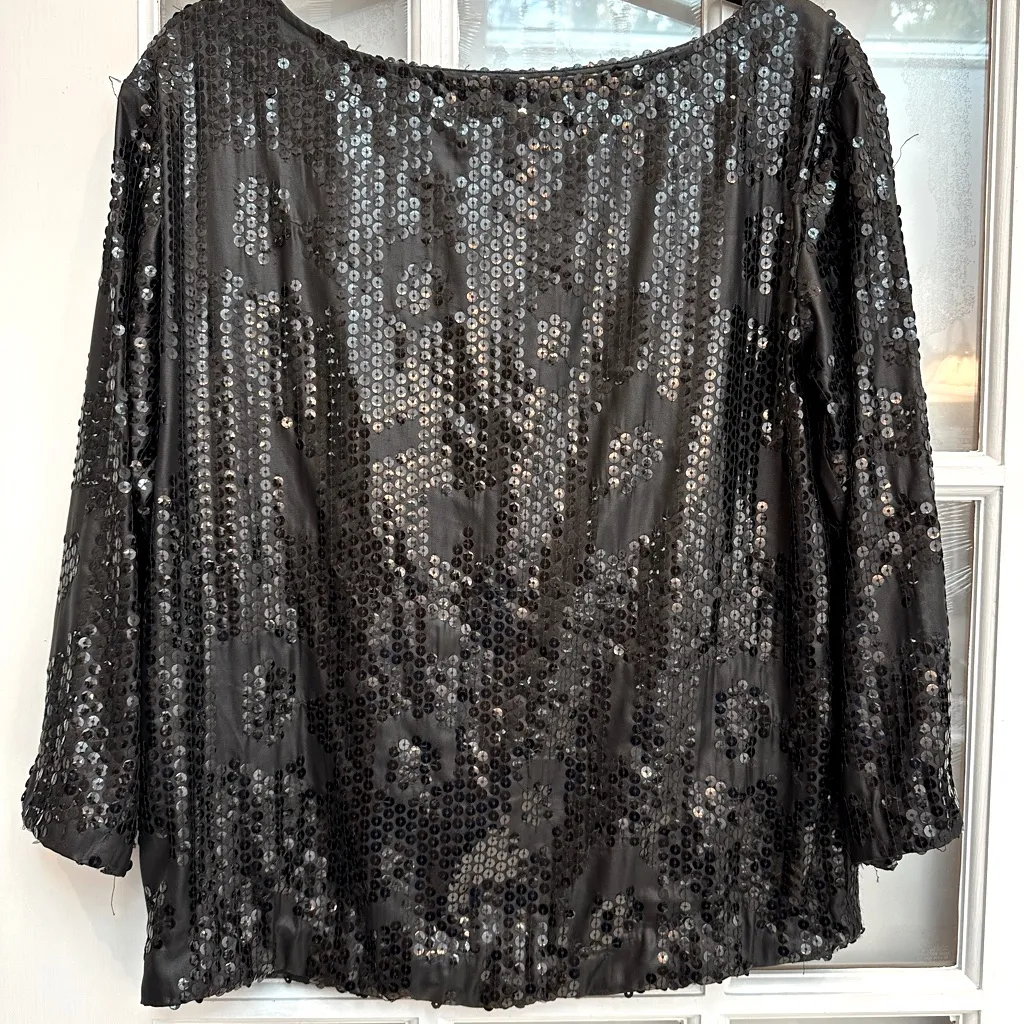 Malene Birger Black Sequin Formal Party Pullover Women's Top Blouse Size US 4 - Image 5