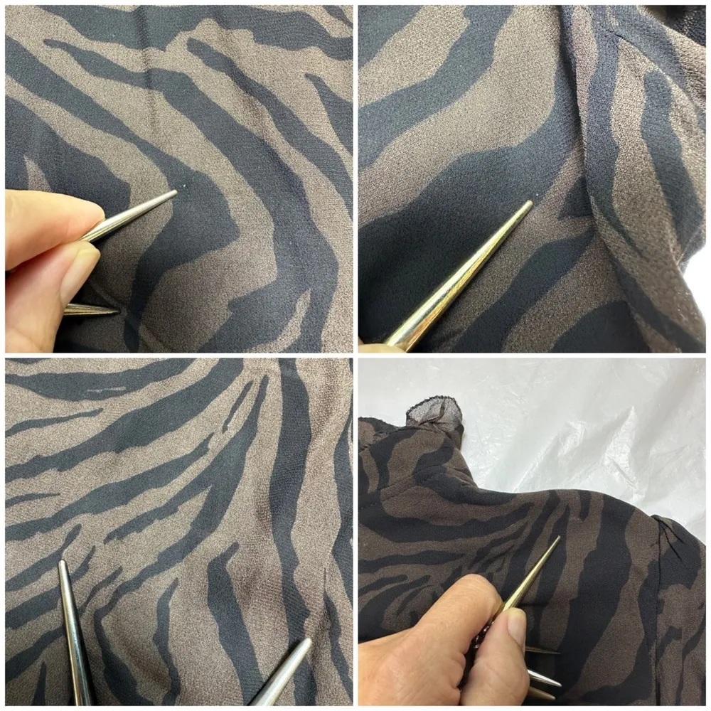 Sisco Zebra-Print Naturel 3/4 sleeve Blouse sz XS - Image 13