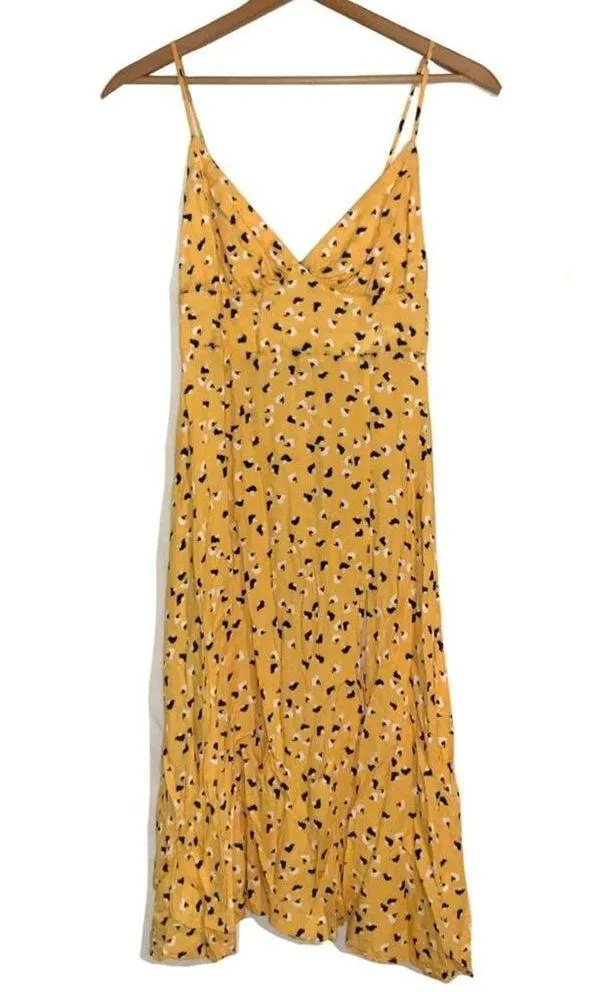 Amanda Uprichard Amory Sleeveless Floral Print Yellow Side Slit Midi Dress M - Image 3