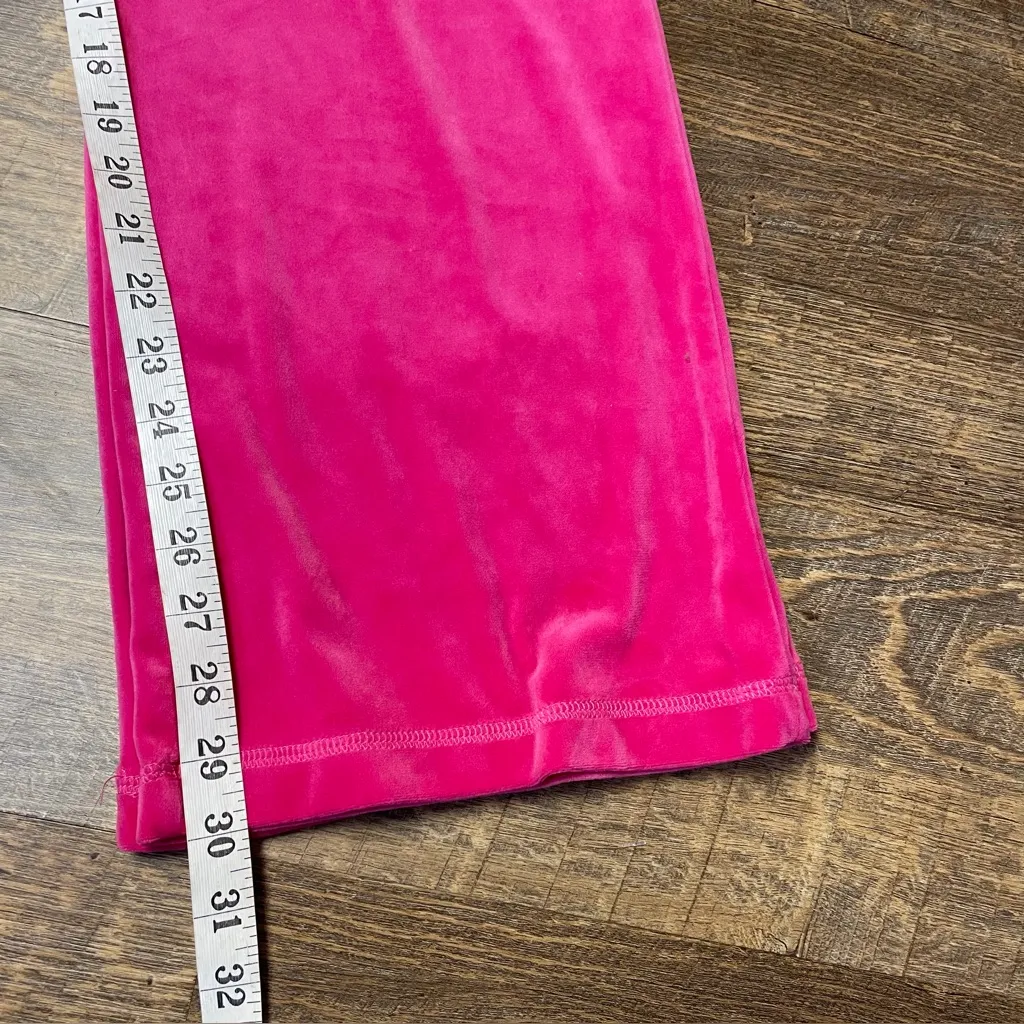 Juicy Couture Pink Velour Track Pants Logo Heart Women's Size Large Bling Y2K - Image 9