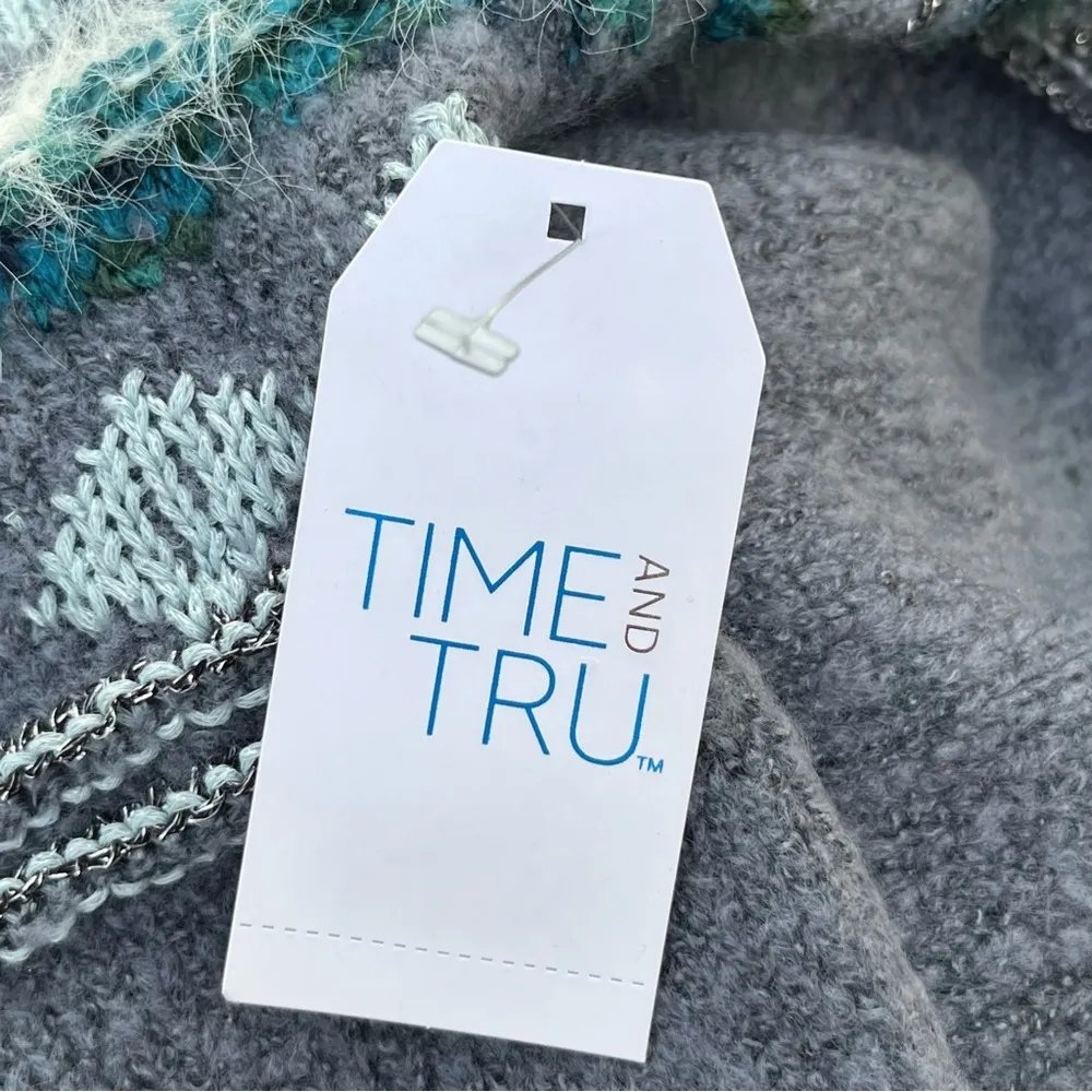 NWT Time and Tru fair isle sweater Gray Size M - Image 6