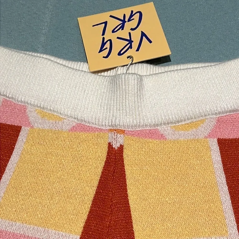 VRG GRL Highway Dream Knit Shorts NWT D31 Orange Size 8 - Image 4