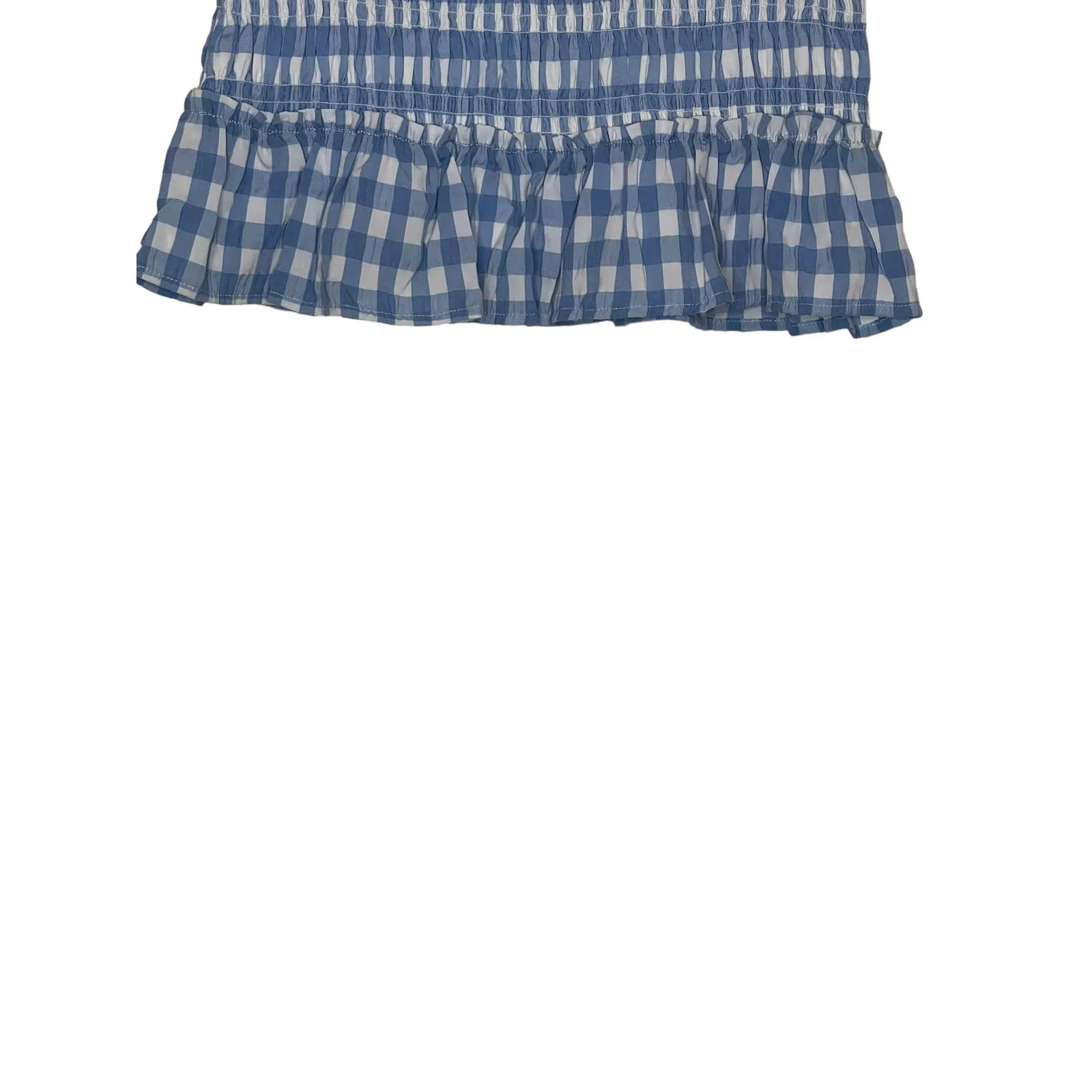 Impeccable Pig Women Skirt Lined Check Ruffle Hem Elastic Waist Blue Medium NWT‎ - Image 5