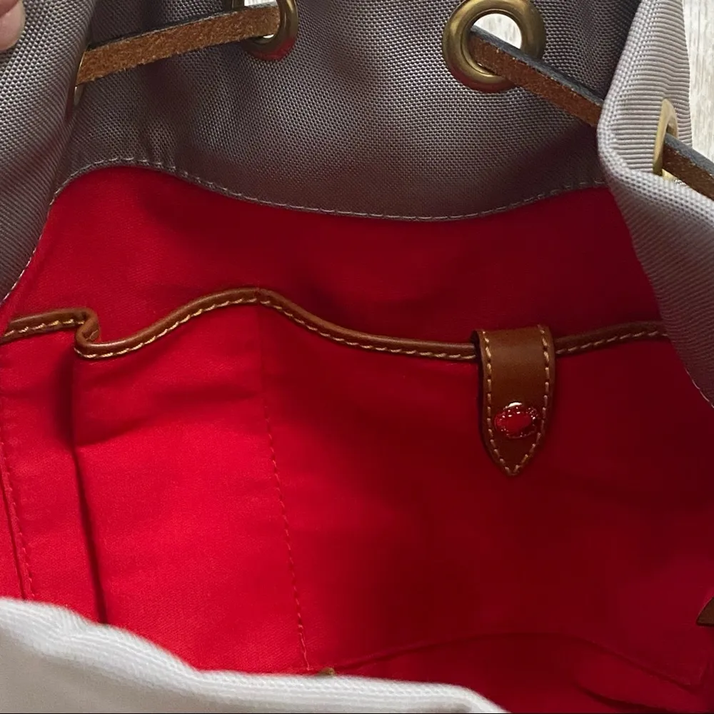 Dooney & Bourke Gray Nylon Drawstring Bucket Shoulder Bag - Image 12