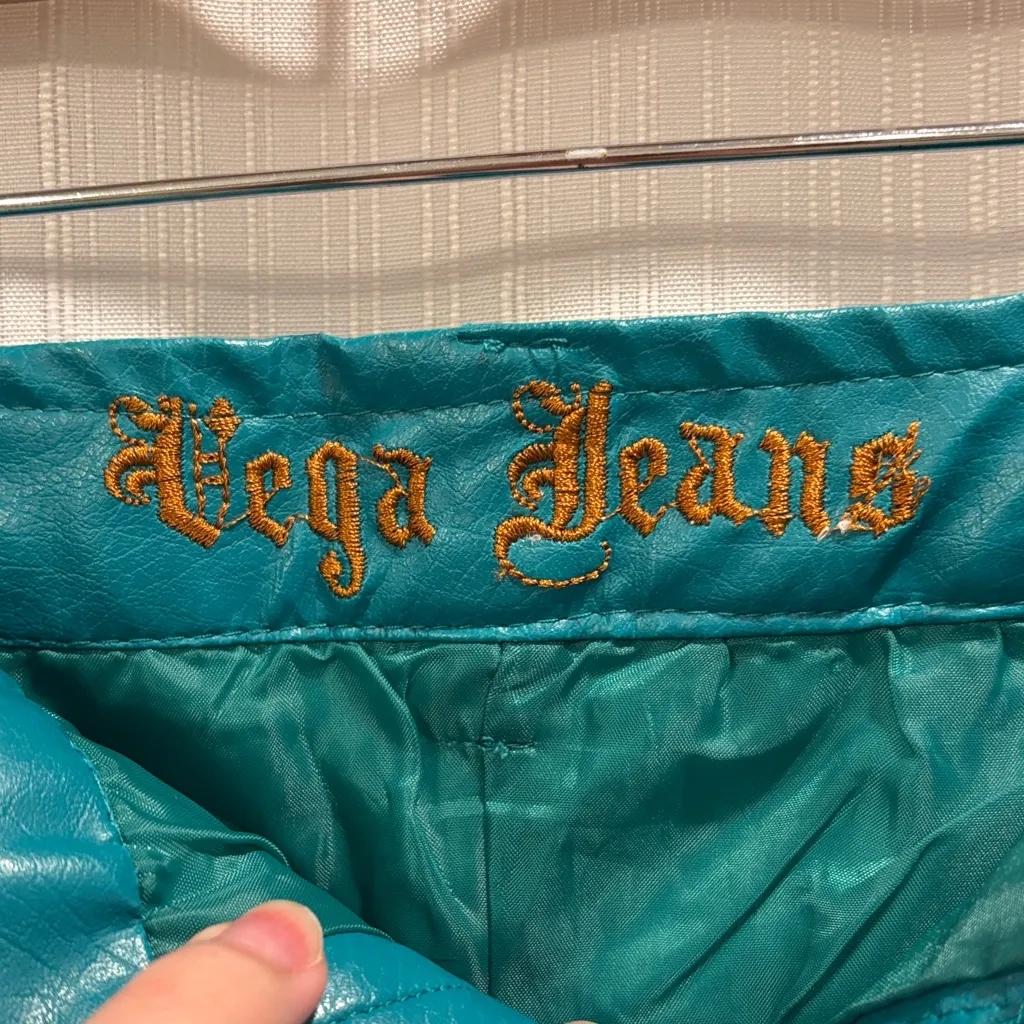 Vega Jeans Pleather Micro Mini Skirt Blue Size undefined - Image 2