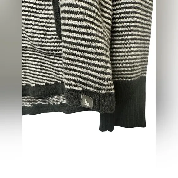 Eddie Bauer Women's Full Zip Sweater Sz 2XL Striped Knit Top Black‎ White - Image 4