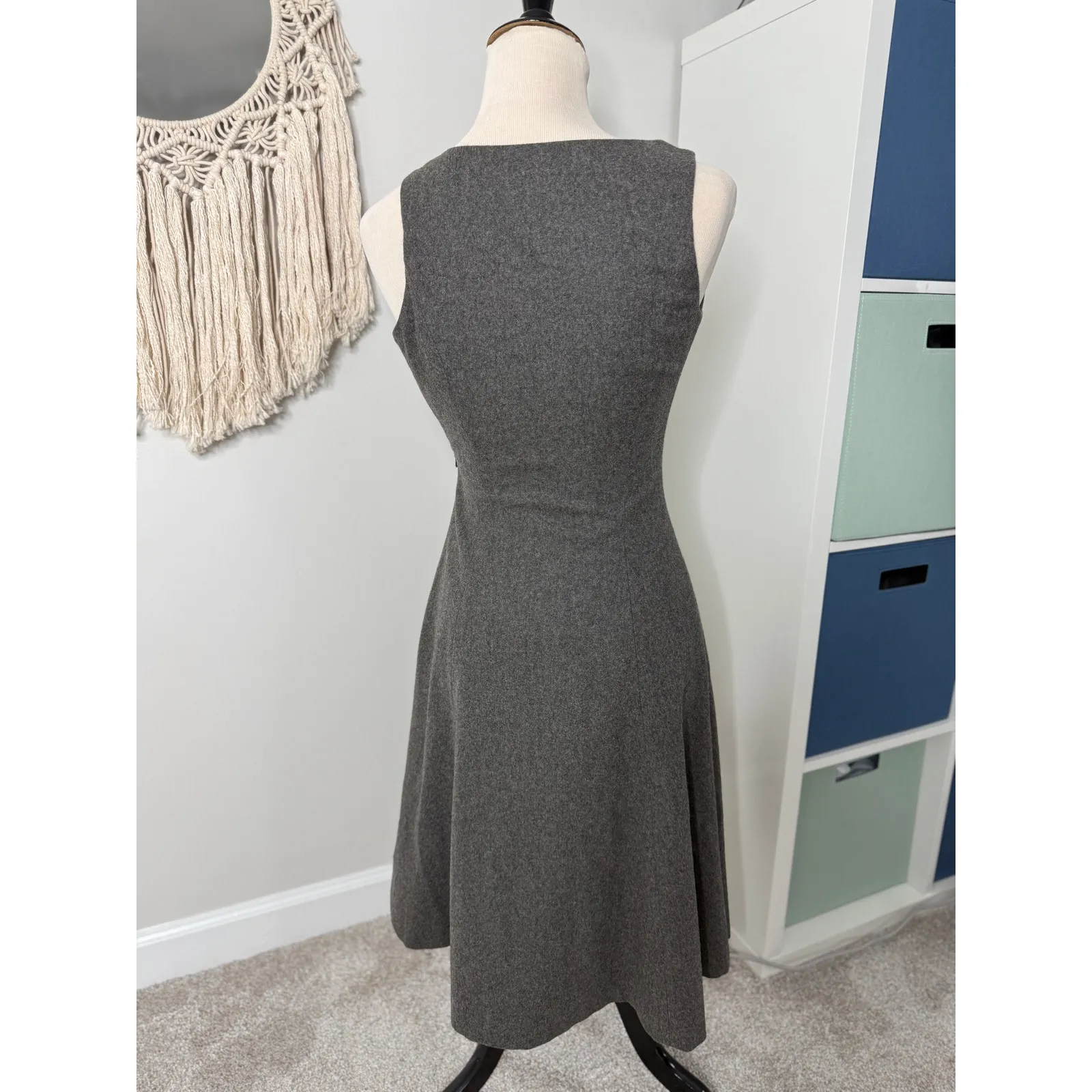 Ralph Lauren Women's Gray Classic Staple Wool Cashmere Fit and Flare Dress 2 - Image 3