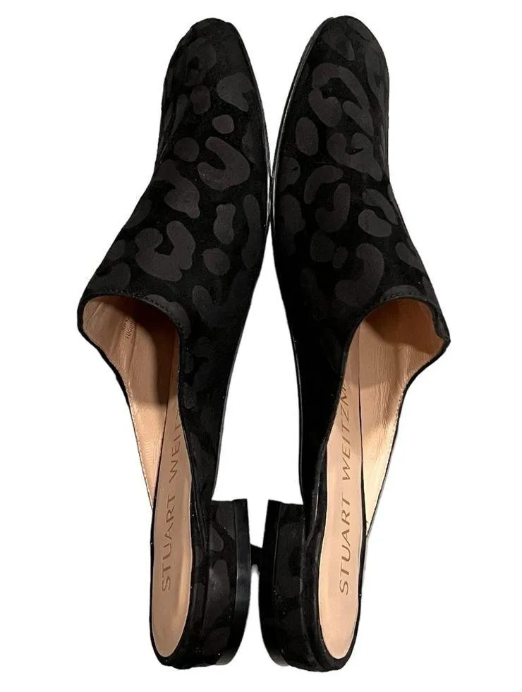 Stuart Weitzman Mulearky Black Leopard Print Flats Slides Mules size 6.5 - Image 3
