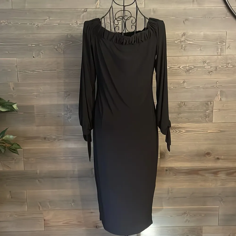 EUC off the shoulder arm cut out boo-hoo little black dress - Image 5