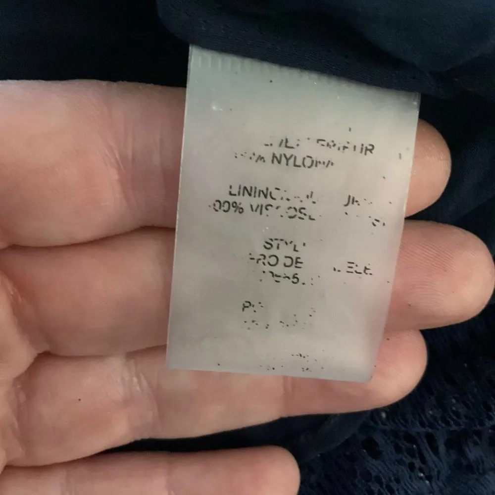 Alice & Olivia  Blue Lace Sequin Bead Sleeveless Mini Dress Keyhole Back XS S - Image 12