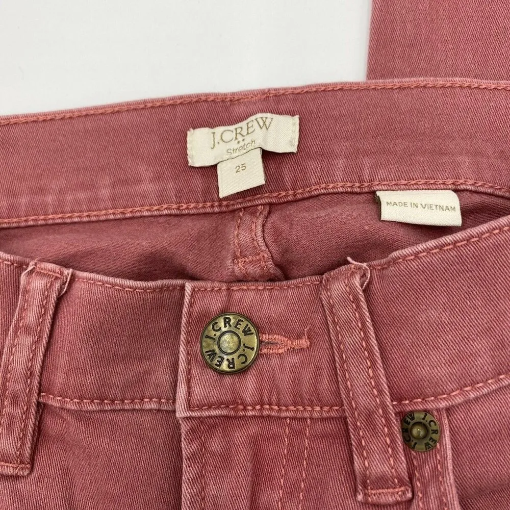 J. Crew Womens Size 25x26 Toothpick Skinny Ankle Cropped Rose Pink Jeans - Image 3