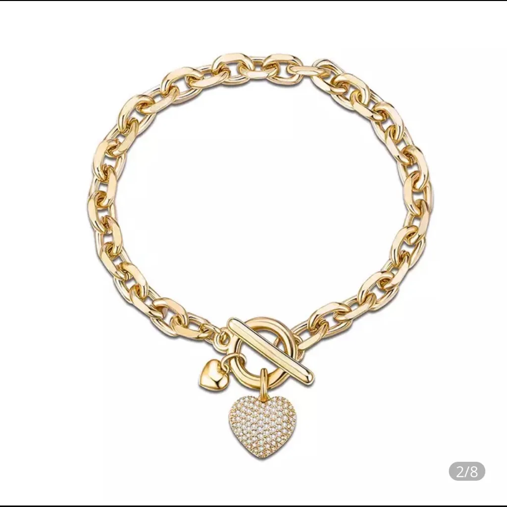 Pave’ Heart Bracelet in Silver - Image 5