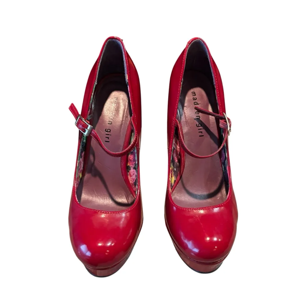 Madden Girl Glossy Red‎ Platform Heels size 7.5 - Image 2