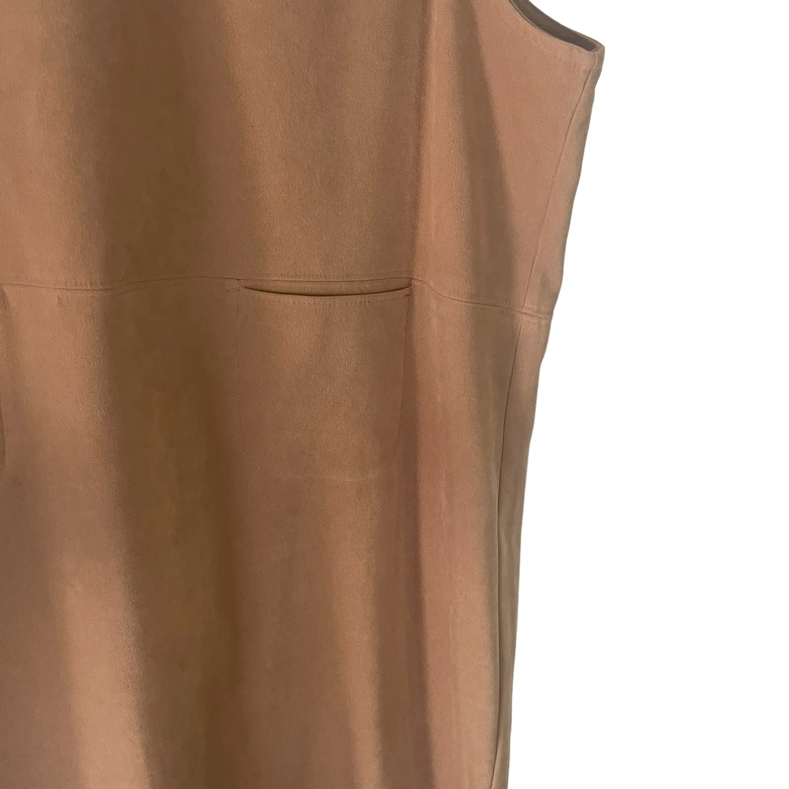 Casual Corner Annex Vintage 90s Women's Size Large 12 Faux Suede Tan Maxi Dress‎ Brown - Image 4