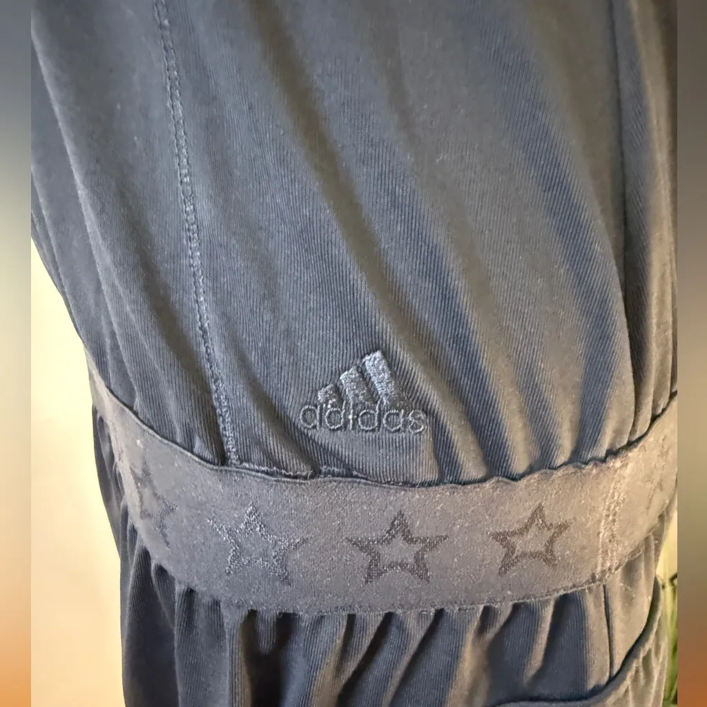 ADIDAS CLIMA365 Black Sleeveless V-Neck Sports Athletic Dress Stars Lg - Image 2