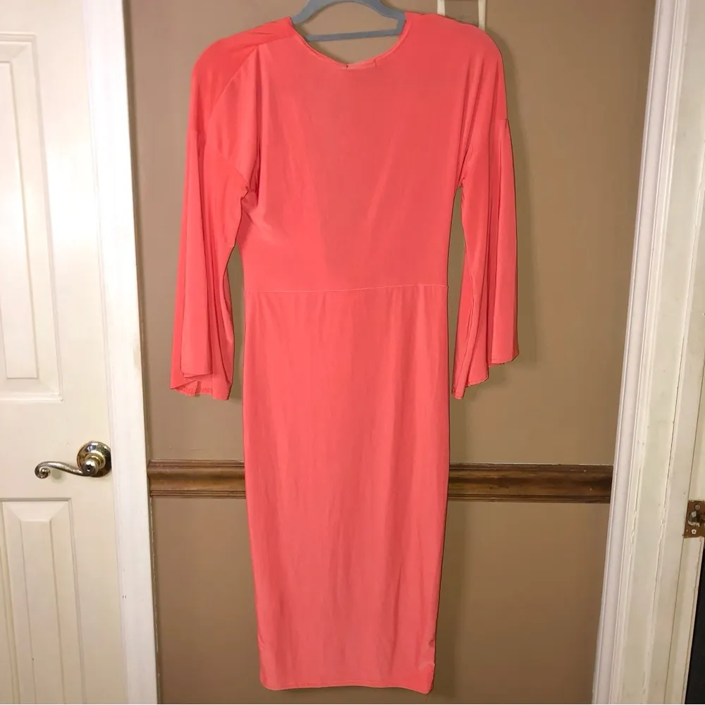 Boohoo SLINKY BIAS CUT ANGEL SLEEVE MAXI DRESS Orange Size‎ US 8 - Image 3