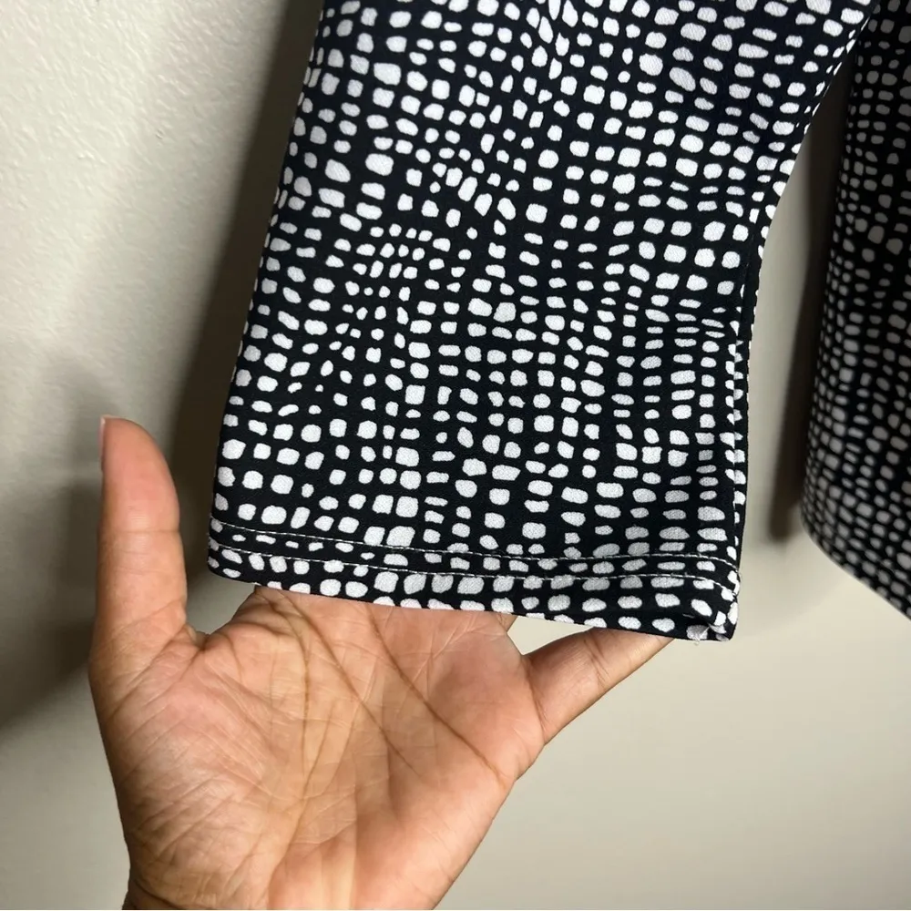 Melloday Dot Print 3/4 Exposed Zipper Mock Neck‎ Top - Image 3