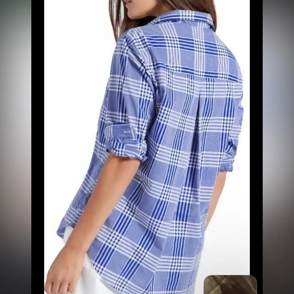 Blue GRAYSON the hero button up plaid casual fall classic Frank Eileen $168 Size M - Image 2
