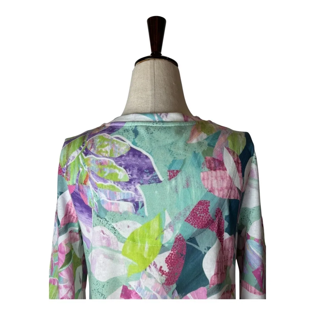 Soft Surroundings Shirt Women XS Pink Blue Floral Iris Tunic Boho Cottagecore‎ - Image 5