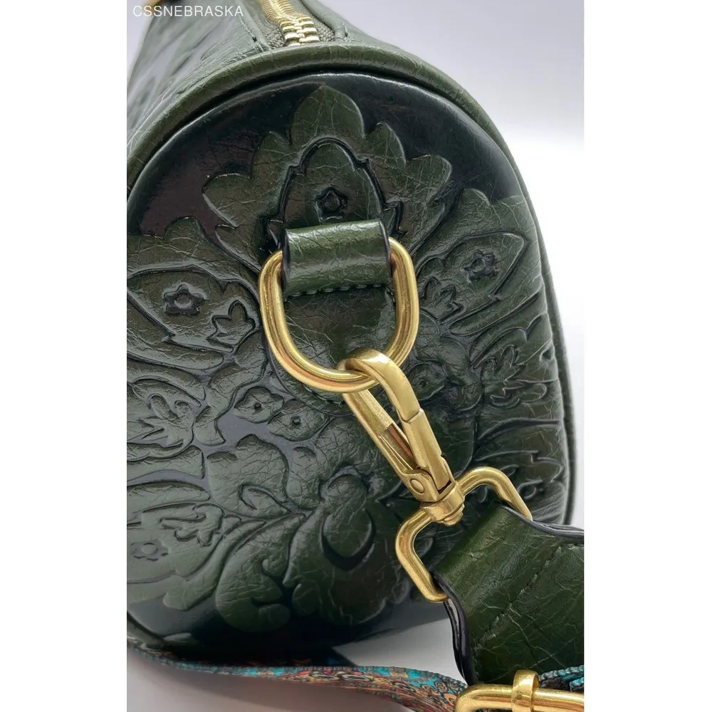 Source Unknown Green Solid‎ Floral Printed Fashionable Adjustable Shoulder Strap Square Bag - Image 8