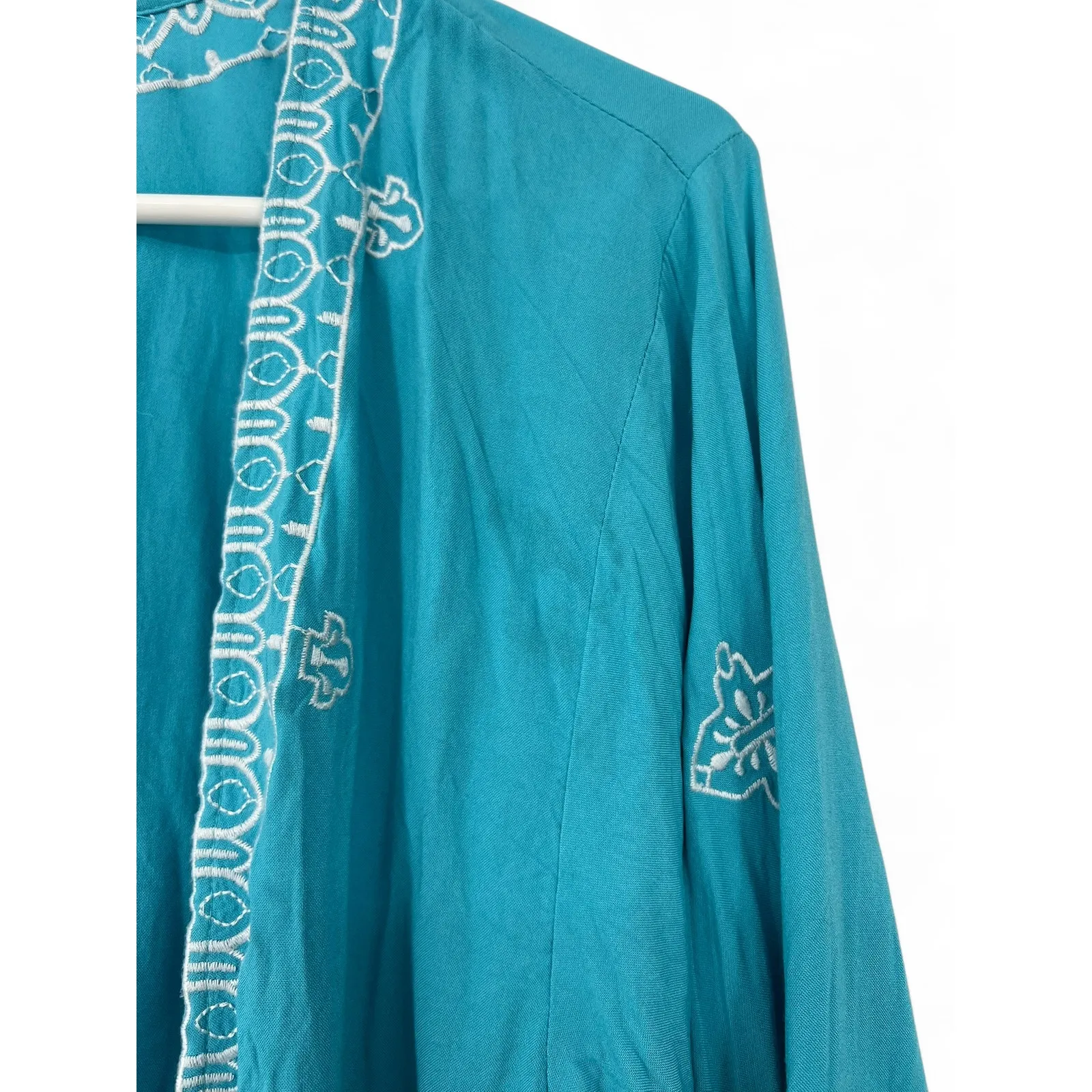 NWT Ariat | S | Kimono Cardigan Nita Teal Embroidered Womens Open Blouse - Image 3