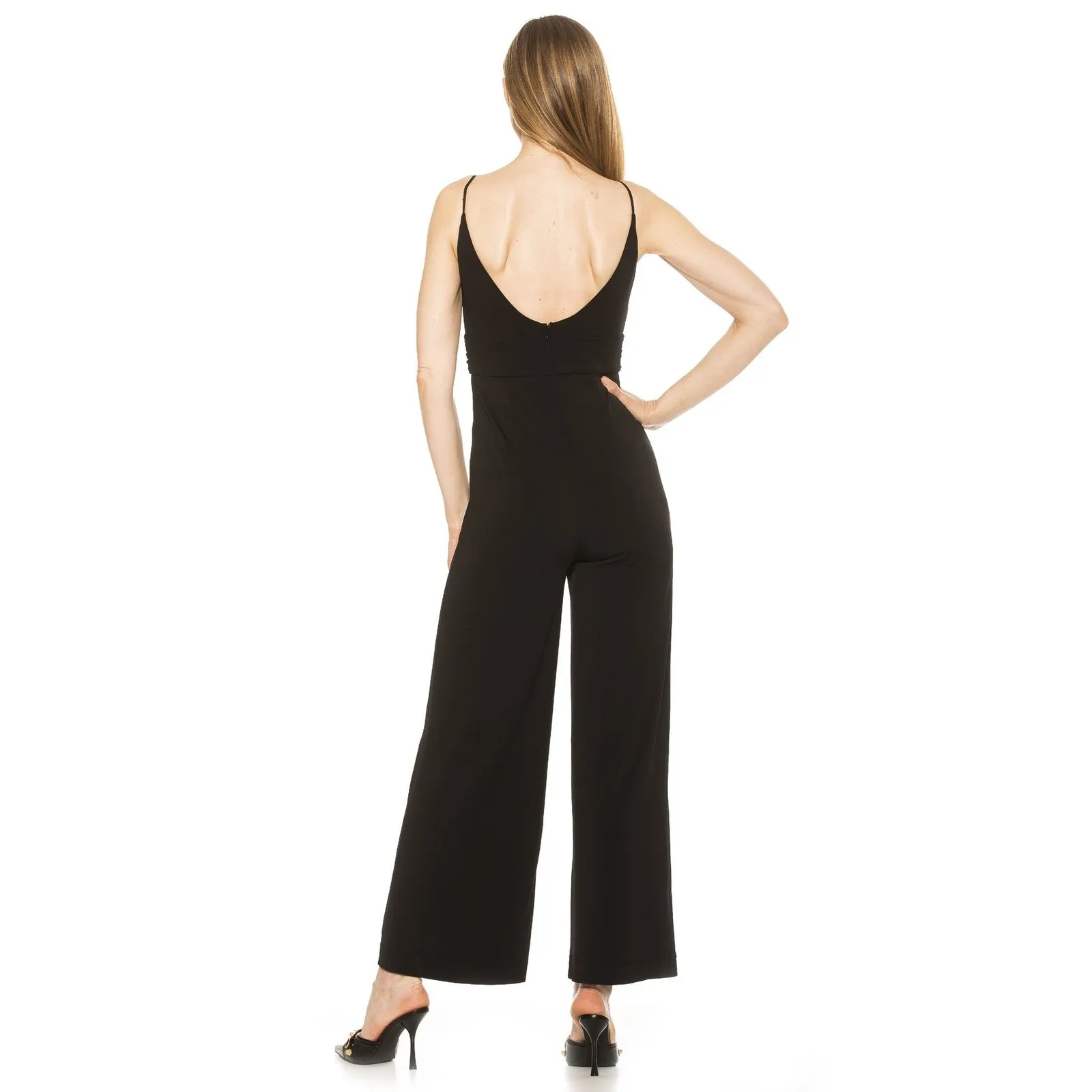 Alexia Admore Eline Wide Leg Jumpsuit Romper Women's 6 Black Evening Holiday NWT - Image 3