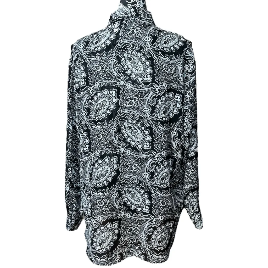 Vintage 1995 Diane Von Furstenberg Paisley Print Collared Button Down Blouse - Image 6