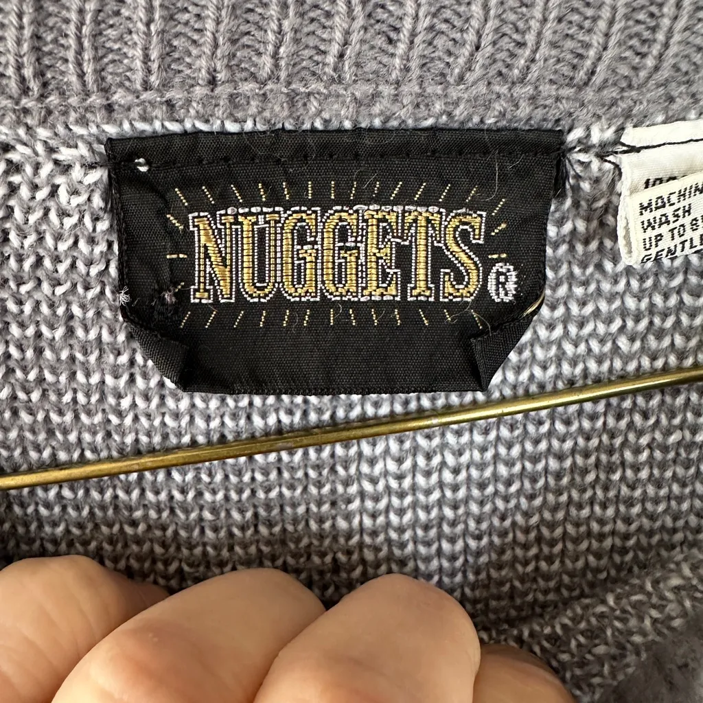Vintage NUGGETS Gray & White Checkered Acrylic Sweater Size M Made in Korea Size M - Image 2