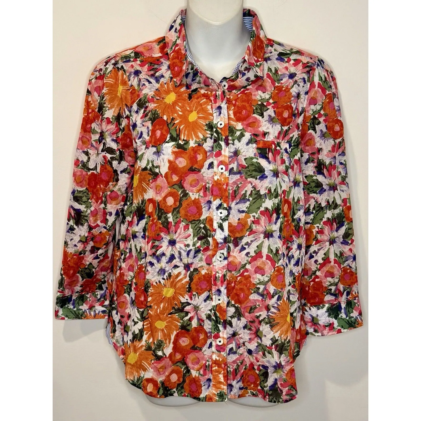 HD in Paris Anthropologie "Hanalei" 100% Cotton Floral Button Down Top Sz 4 NWT! - Image 2