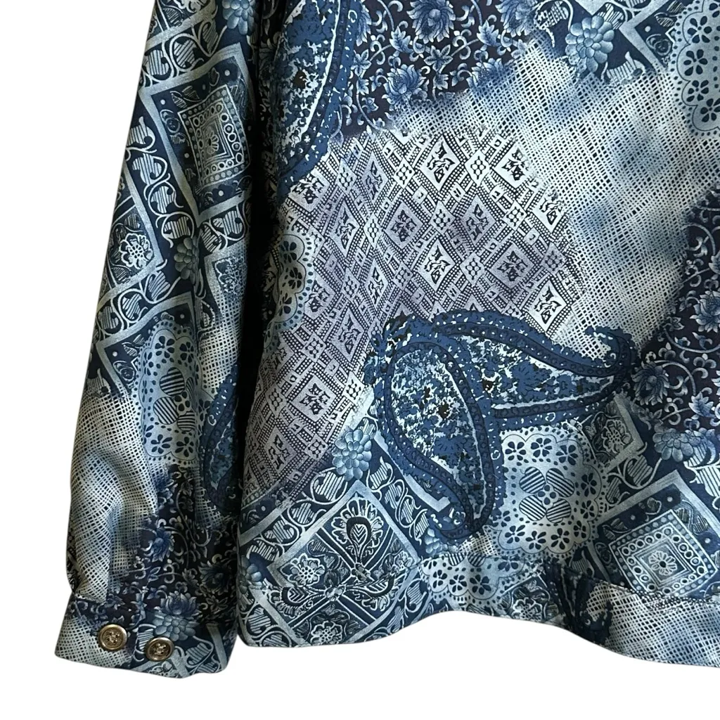 Vintage Samantha's Style Shoppe Shacket‎ Jacket Blue Floral Paisley Button Up L Size L - Image 8