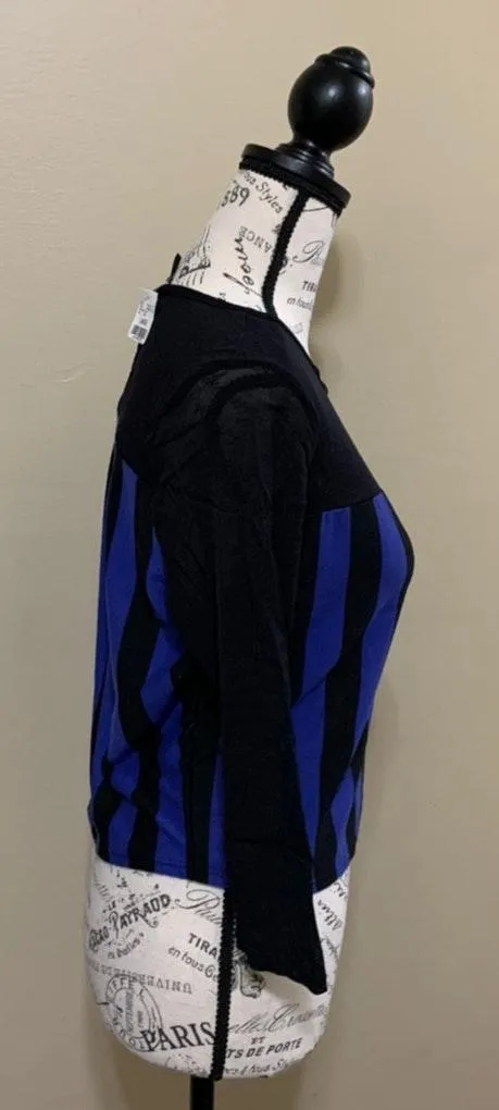 Blue Stripe Illusion Crop Top Large - Image 5