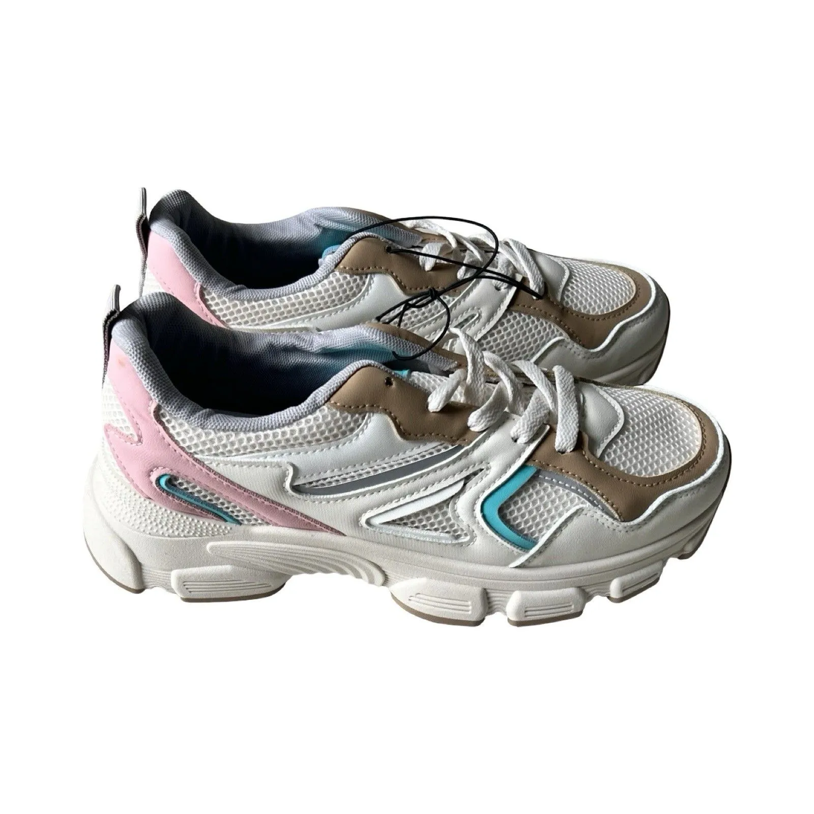 Streetwear Society Sneakers Women Size 8 Tan Pink‎ White Blue Retro NWOB - Image 3